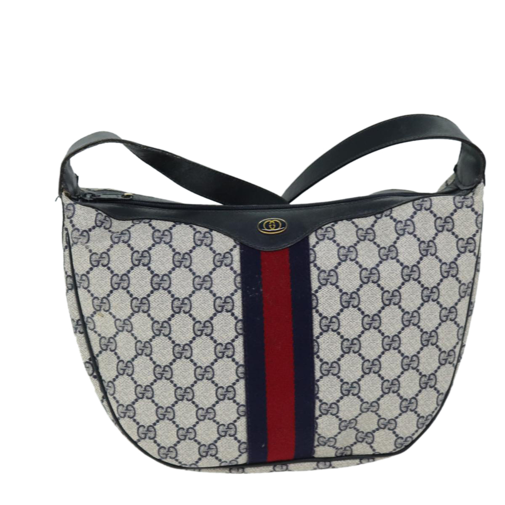 GUCCI GG Supreme Sherry Line Shoulder Bag PVC Navy Red 10 2 3840 Auth yk12637 - Picture 13 of 16